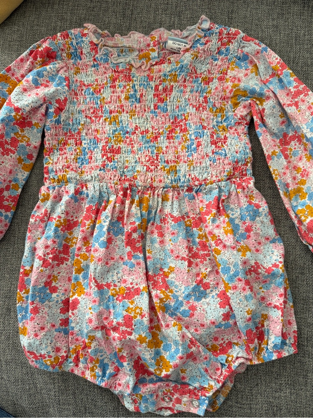 Classic Whimsy Girls Floral Smocked Long-Sleeve Romper/Bubble Multi Size 2T VGUC